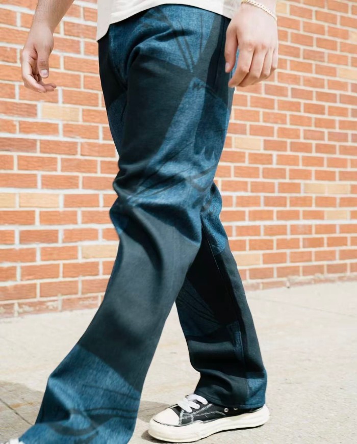 1:1 quality version Matty Boy Checkerboard Black And Blue Patchwork All-Seeing Eye Straight Leg Jeans 29382887