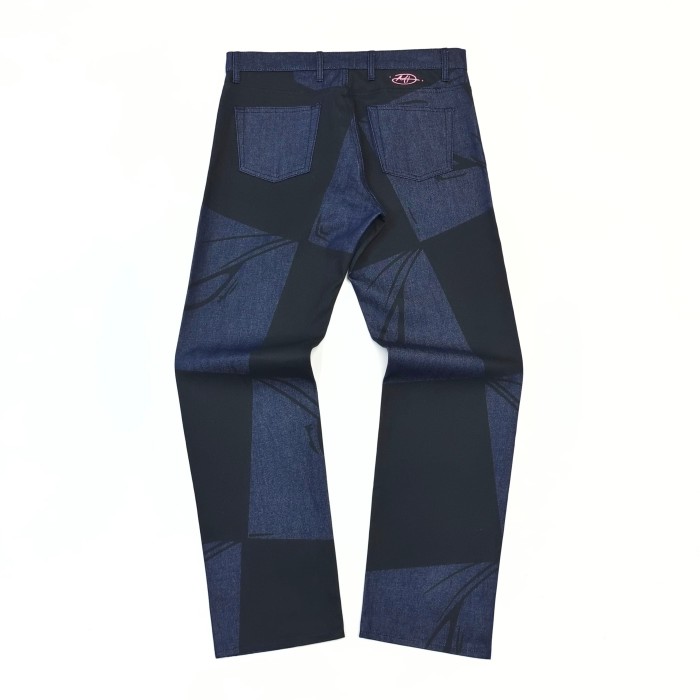 1:1 quality version Matty Boy Checkerboard Black And Blue Patchwork All-Seeing Eye Straight Leg Jeans 29382887