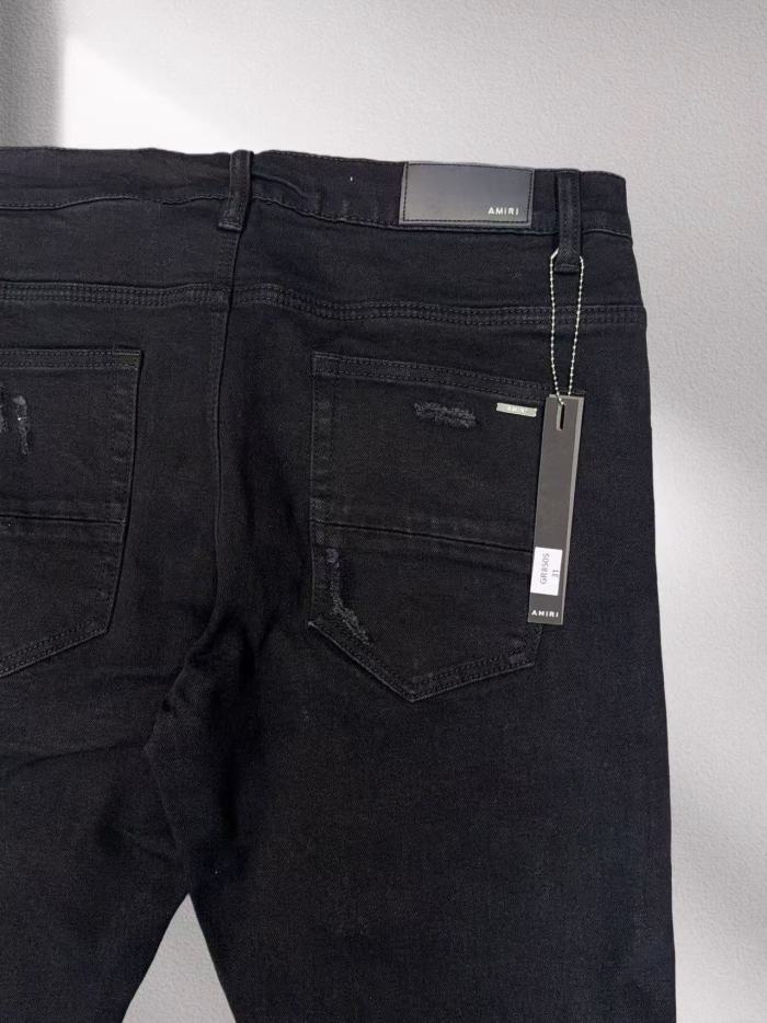 Amiri 1:1 quality version Y2K Eagle Badge Embroidery Print Frayed Cut Patch Slim Jeans 29382643