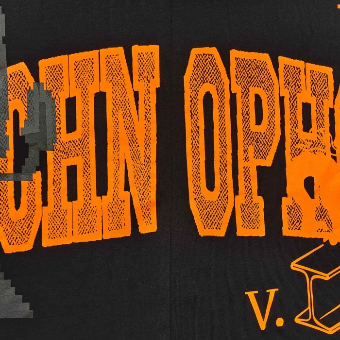 Sp5der [Big & Tall for weights up to 220 lbs]1:1 quality version Orange Letter Rhinestone Candlestick Long Staple Cotton Tee 29382857