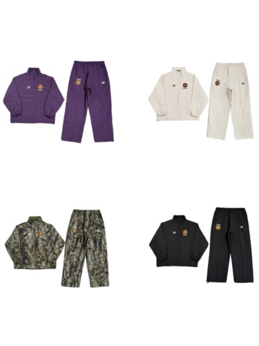 1:1 quality version Vintage Football Collaborative Emblem Print Zip Up Stand Collar Windbreaker Jacket & Pants Set 29382539