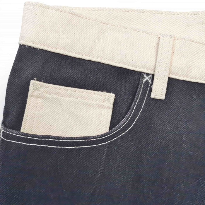 1:1 quality version Black And White Checkered Abstract Eye Print Straight Leg Denim Jeans 29382900