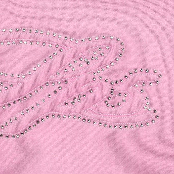 Sp5der [Big & Tall for weights up to 220 lbs]1:1 quality version 3D Letter Embroidered Rhinestone Stud Pink Zip Up Hoodie & Pants Set 29382871