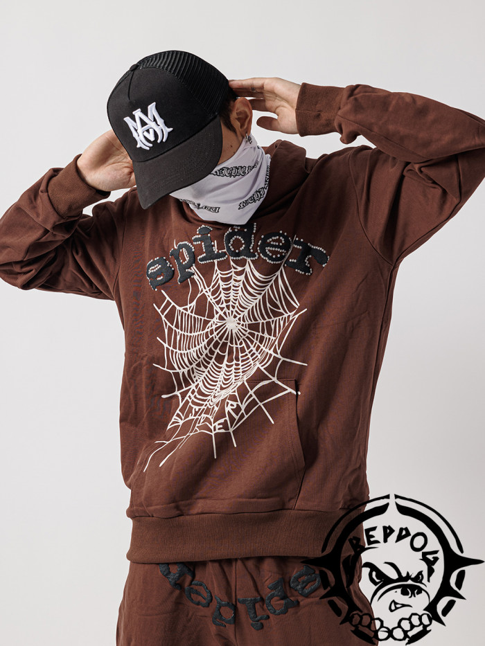 [50% Off]Sp5der White Spider Web Black Letter Print Hoodie 22779204