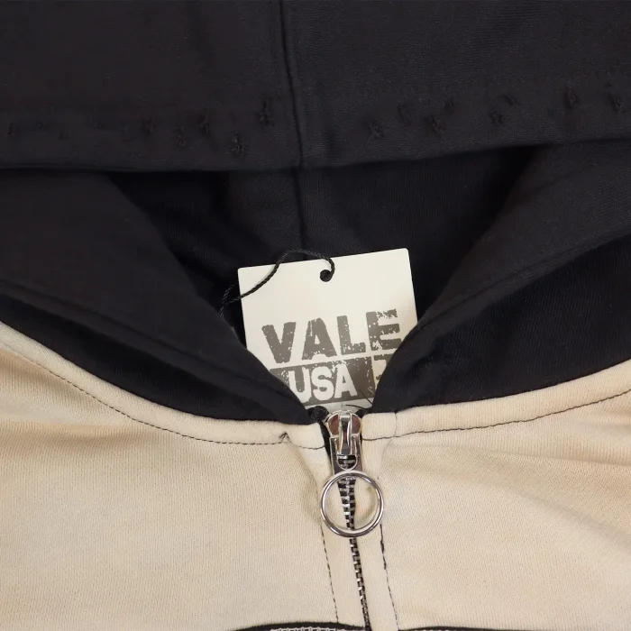 Streetwear Vintage Washed Color Block NEW YORK Letter Zip Up Hoodie & Wide Leg Sweatpants Set 2 colors 29383845