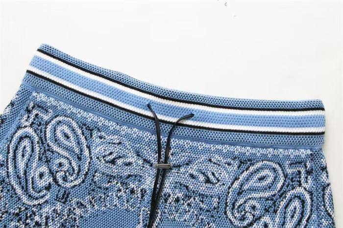 Amiri 1:1 quality version Unisex Paisley Jacquard Knit Drawstring Casual Pattern Shorts 5 colors 29383917