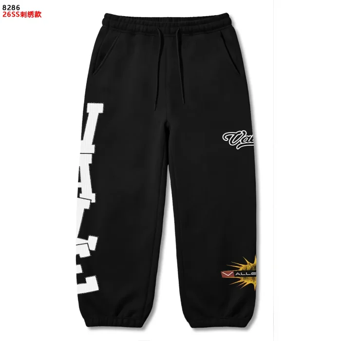 American Street Style White Bold Letter Print Cursive Embroidered Drawstring Sweatpants 3 colors 29383867