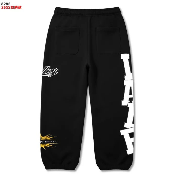 American Street Style White Bold Letter Print Cursive Embroidered Drawstring Sweatpants 3 colors 29383867