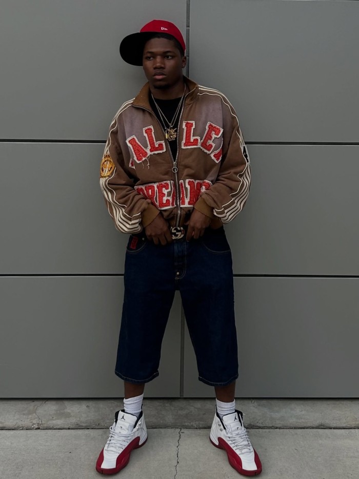 American Sporty Red Embroidered Letter White Side Stripe Washed Stand Collar Zip Up Hoodie 3 colors 29384009