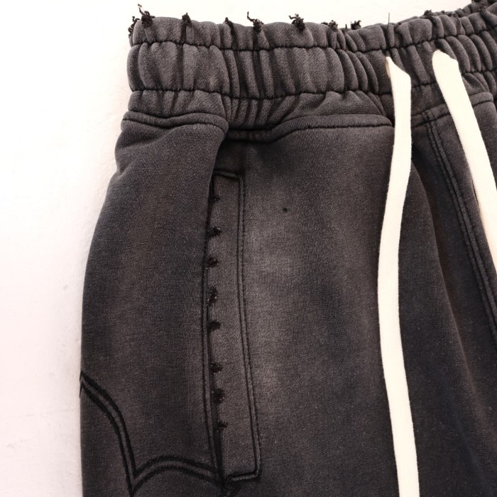 Gothic Streetwear Vintage Washed Cross Embroidery Cropped Zip Up Hoodie & Wide Leg Sweatpants Set 3 colors 29383974