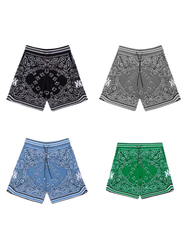 Amiri 1:1 quality version Unisex Paisley Jacquard Knit Drawstring Casual Pattern Shorts 5 colors 29383917