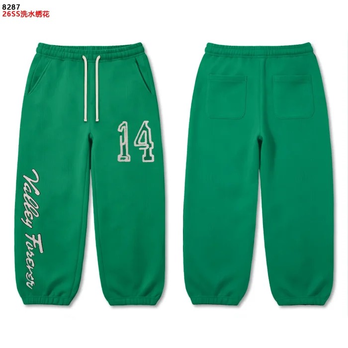 Vintage Streetwear Washed Script Letter Embroidery Elastic Drawstring Cuff Jogger Sweatpants 3 colors 29383988