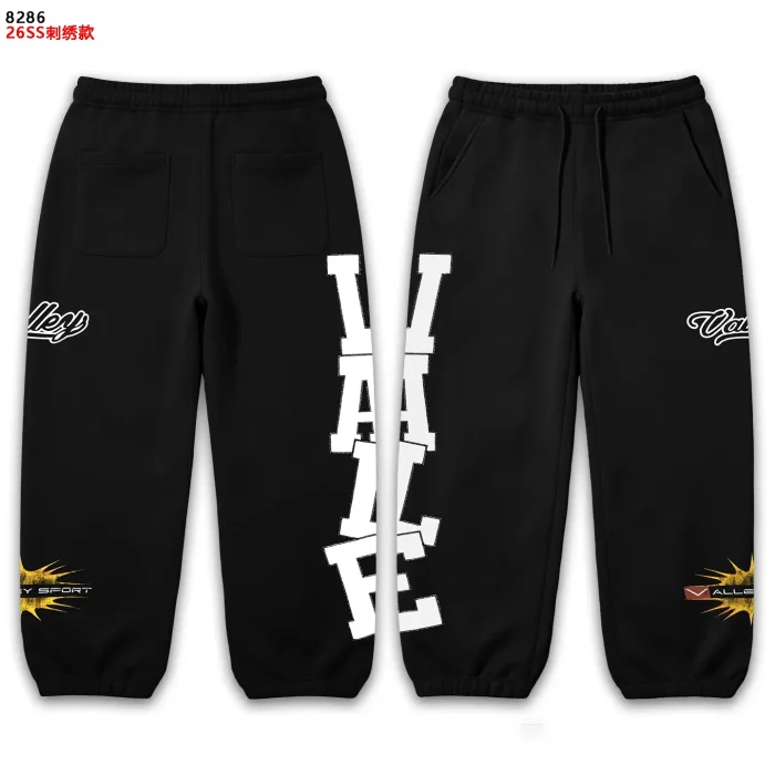 American Street Style White Bold Letter Print Cursive Embroidered Drawstring Sweatpants 3 colors 29383867
