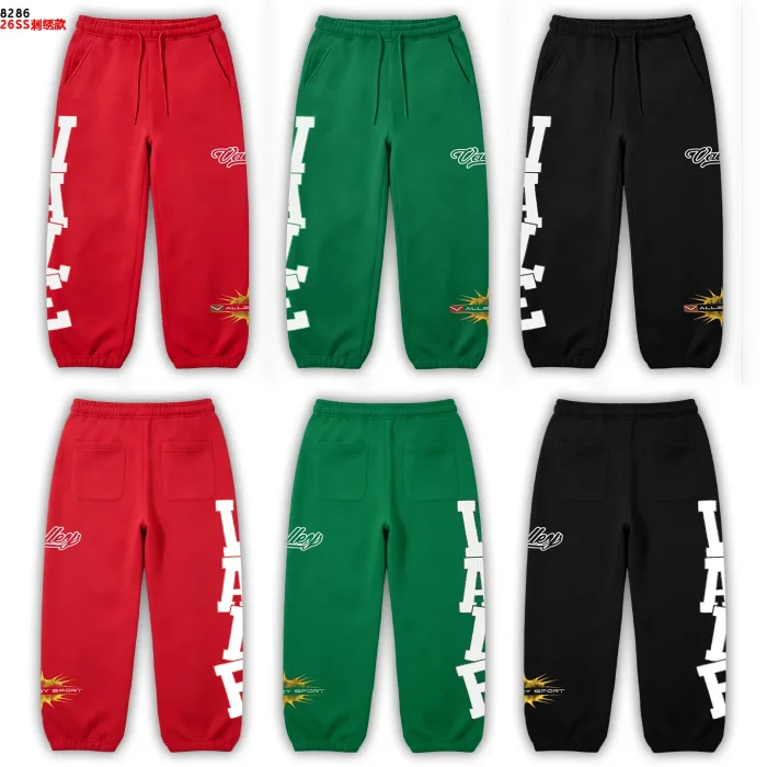 American Street Style White Bold Letter Print Cursive Embroidered Drawstring Sweatpants 3 colors 29383867