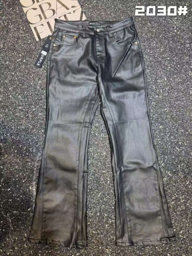 Purple Brand 1:1 quality versionHigh Street Wax Coated Black Vertical Center Seam Flare Jeans 29385565