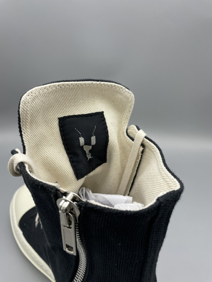 [plus-size shoes] 1:1 quality version DRKSHDW Ramones Side Zipper Platform Thick Sole Black Canvas Unisex High Top Sneakers 29385483