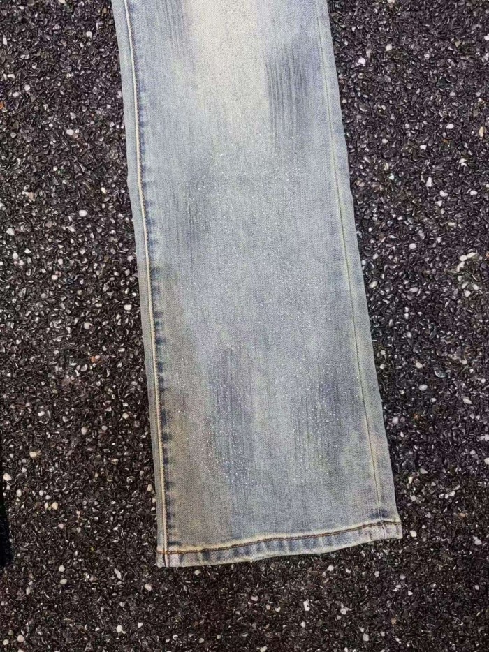 Guapi 1:1 quality version High Street Distressed Brush Wash Lower Leg Gradient Sparkle Slim Flare Jeans 29385427