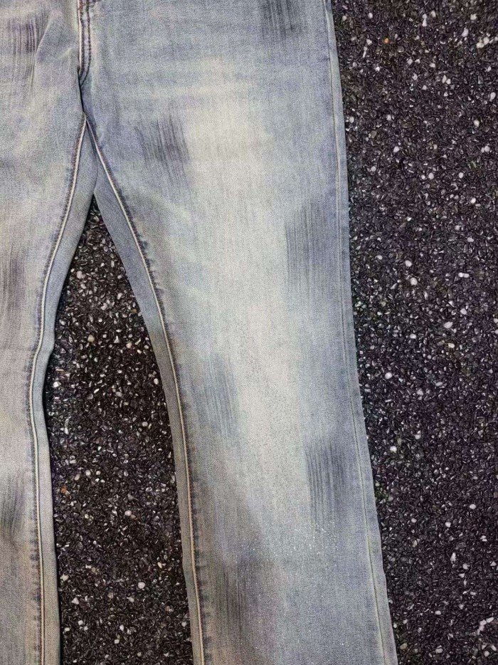 Guapi 1:1 quality version High Street Distressed Brush Wash Lower Leg Gradient Sparkle Slim Flare Jeans 29385427