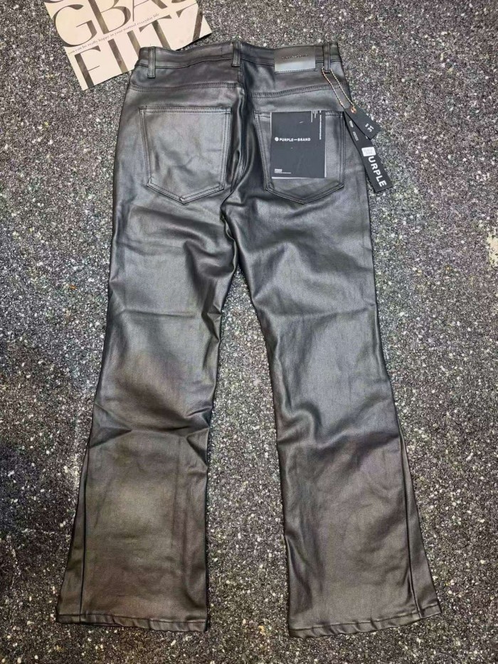 Purple Brand 1:1 quality versionHigh Street Wax Coated Black Vertical Center Seam Flare Jeans 29385565