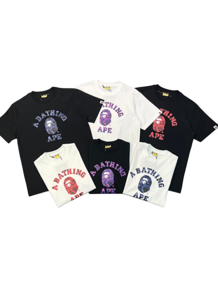 [50% Off]A Bathing Ape Bape 1:1 quality version Camouflage Letter Logo Print Short Sleeve Tee 4 styles 22813724