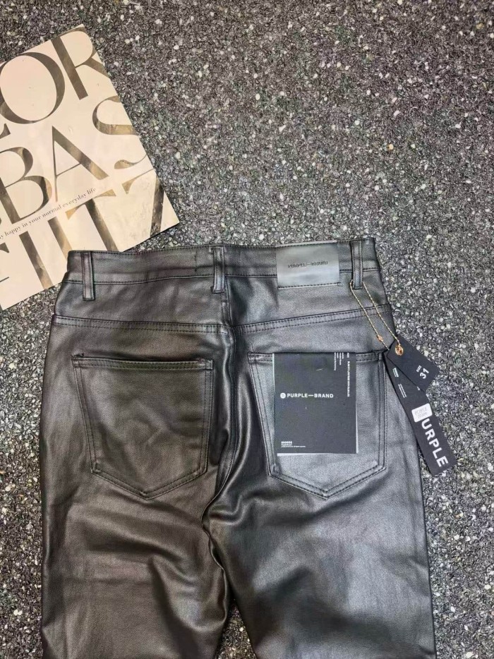 Purple Brand 1:1 quality versionHigh Street Wax Coated Black Vertical Center Seam Flare Jeans 29385565