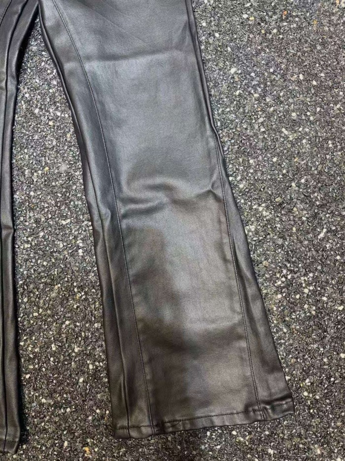 Purple Brand 1:1 quality versionHigh Street Wax Coated Black Vertical Center Seam Flare Jeans 29385565
