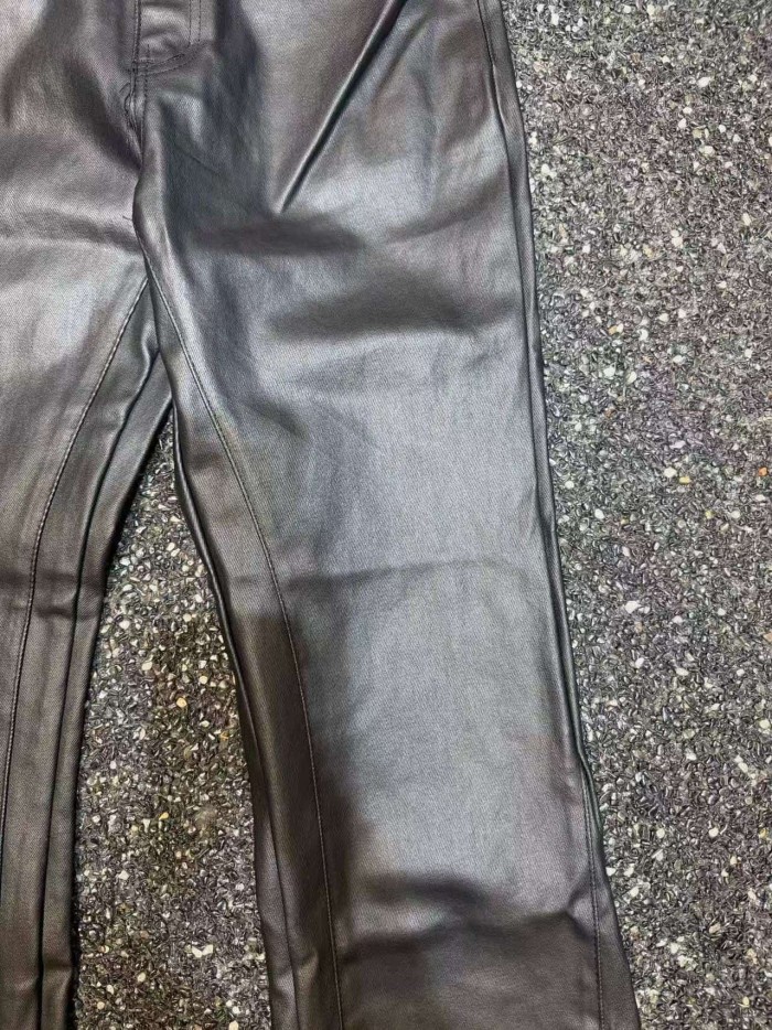 Purple Brand 1:1 quality versionHigh Street Wax Coated Black Vertical Center Seam Flare Jeans 29385565