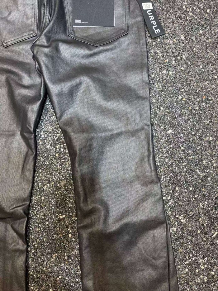 Purple Brand 1:1 quality versionHigh Street Wax Coated Black Vertical Center Seam Flare Jeans 29385565