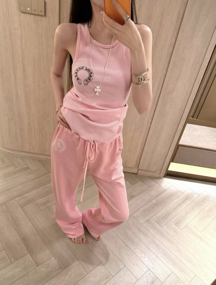 1:1 quality version High Street Front Letter Logo Back Heart Totem Print Elastic Waist Wide Leg Fleece Sweatpants 29392501