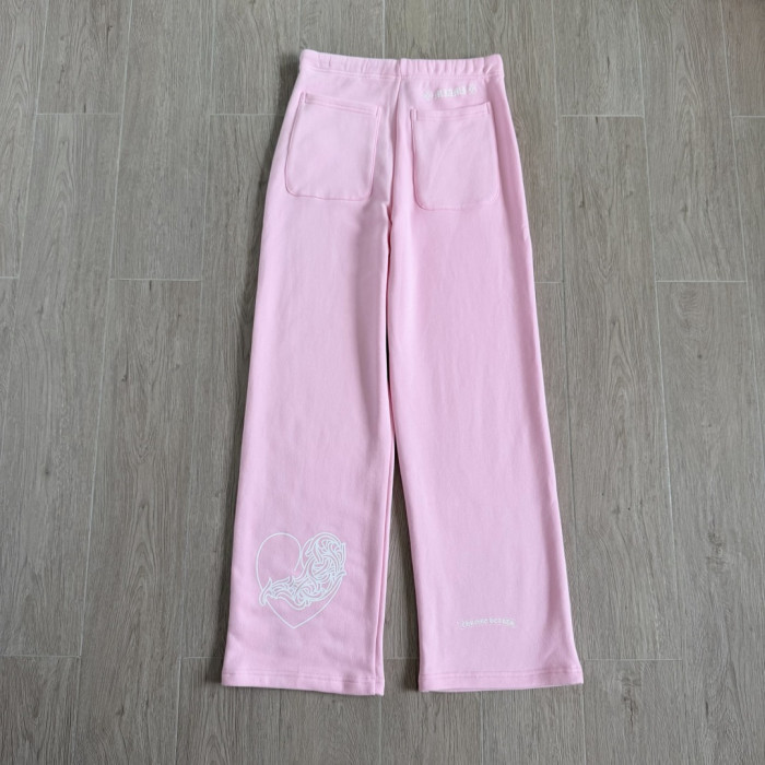 1:1 quality version High Street Front Letter Logo Back Heart Totem Print Elastic Waist Wide Leg Fleece Sweatpants 29392501