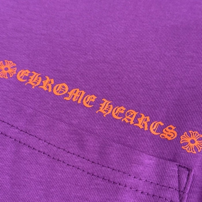 1:1 quality version American Streetwear Purple Chest Pocket Graffiti Slogan Poker Print Long Sleeve Tee 29392372