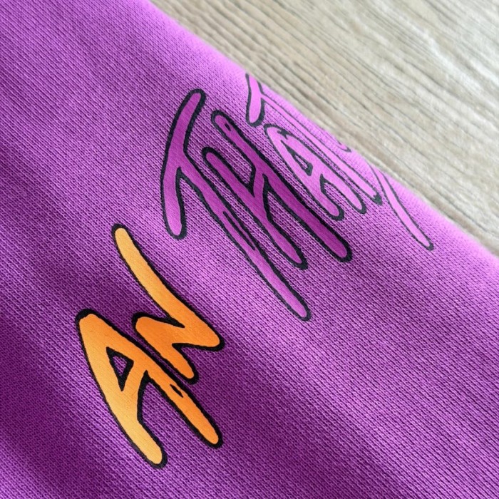 1:1 quality version Streetwear Purple Color Graffiti Slogan Poker Print Wide Leg Drawstring Casual Sweatpants 29392390