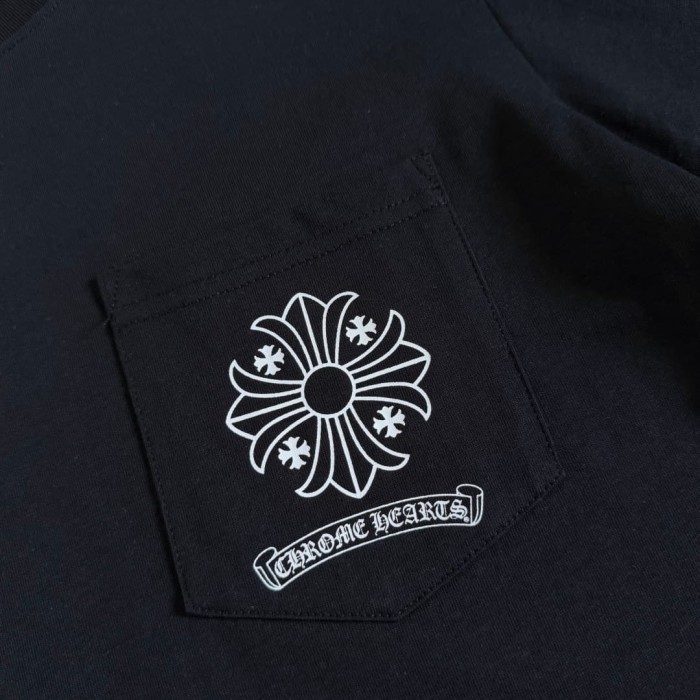 1:1 quality version Pocket Cross Floral Scroll Letter Print Short Sleeve Tee 29392350