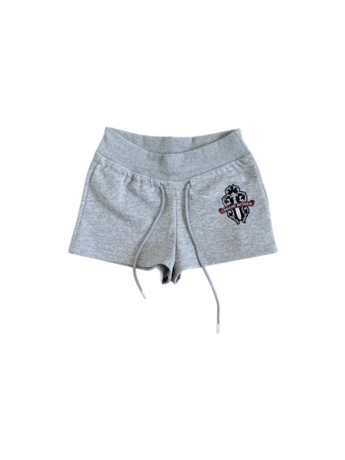 1:1 quality version American Streetwear Grey Dagger Floral Embroidery Drawstring Casual Sweat Shorts for girls 29392542