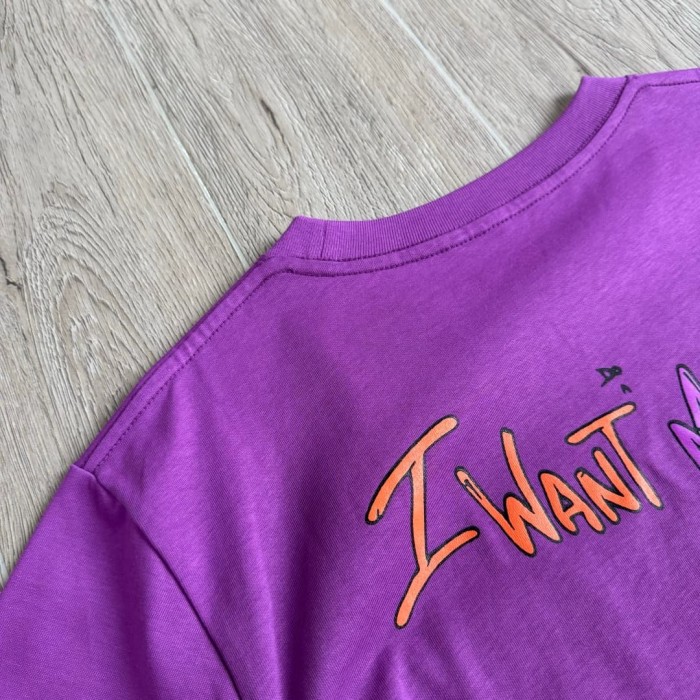 1:1 quality version American Streetwear Purple Chest Pocket Graffiti Slogan Poker Print Long Sleeve Tee 29392372