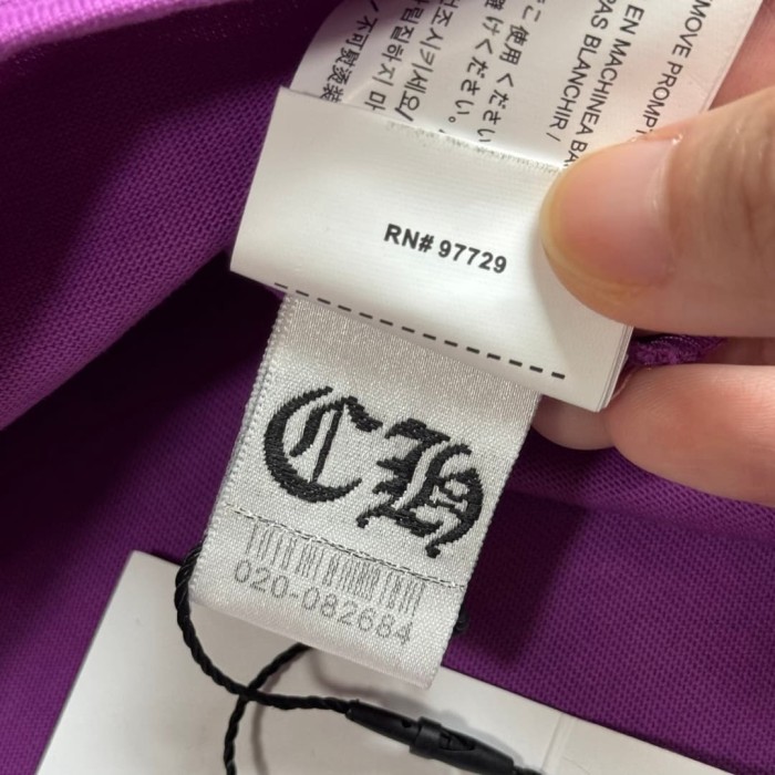 1:1 quality version American Streetwear Purple Chest Pocket Graffiti Slogan Poker Print Long Sleeve Tee 29392372