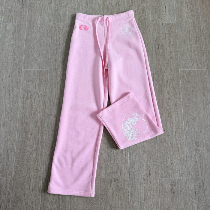 1:1 quality version High Street Front Letter Logo Back Heart Totem Print Elastic Waist Wide Leg Fleece Sweatpants 29392501