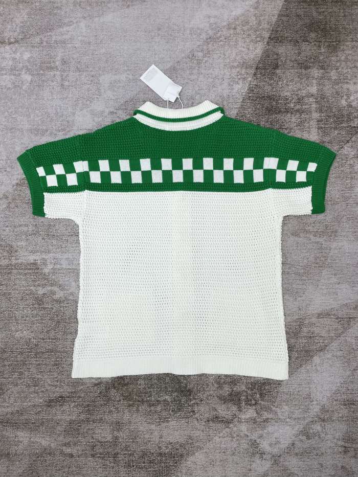 [50% Off]1:1 quality version Green Plaid Sweater T-shirt 23002909