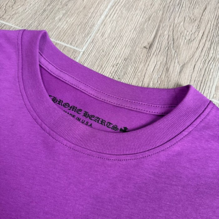 1:1 quality version American Streetwear Purple Chest Pocket Graffiti Slogan Poker Print Long Sleeve Tee 29392372