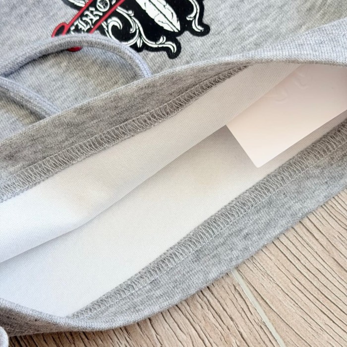 1:1 quality version American Streetwear Grey Dagger Floral Embroidery Drawstring Casual Sweat Shorts for girls 29392542