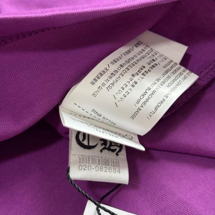 1:1 quality version American Streetwear Purple Chest Pocket Graffiti Slogan Poker Print Long Sleeve Tee 29392372