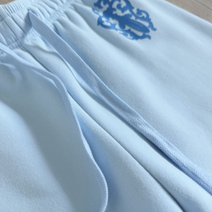 1:1 quality version Y2K Light Blue Floral Cross Totem Graphic Drawstring Jogger Fleece Sweatpants 29392454