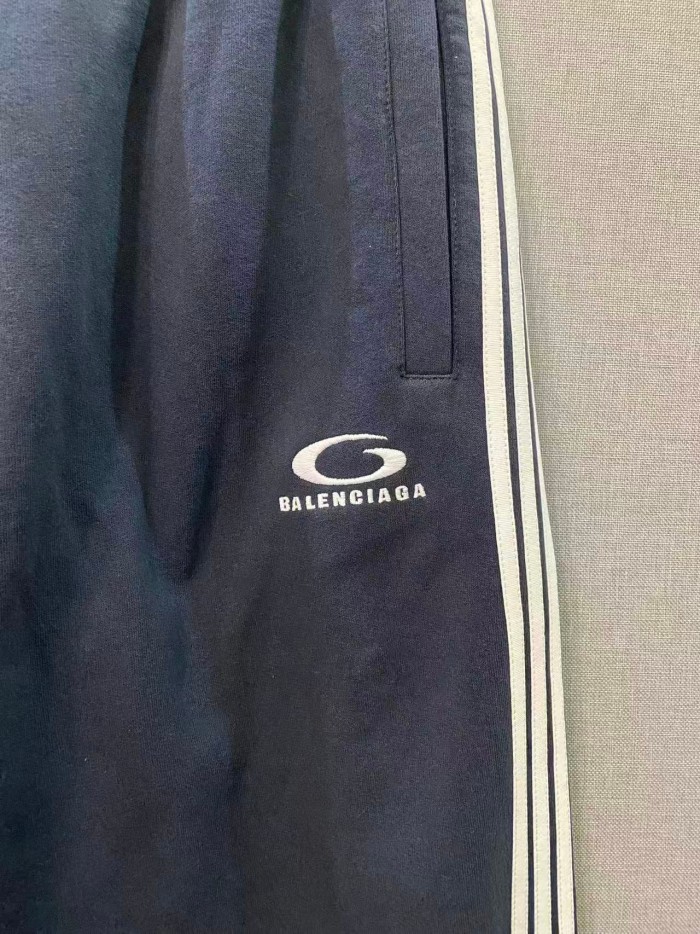 1:1 quality version High Street Navy Side Stripes Logo Print Elastic Waist Flare Wide Leg Sports 29392469