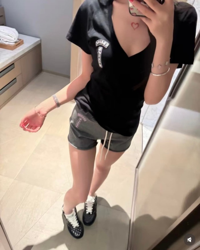 1:1 quality version American Casual Street Pink Arc Letter Graphic Drawstring Raw Edge Sweat Shorts for giarls 29392548