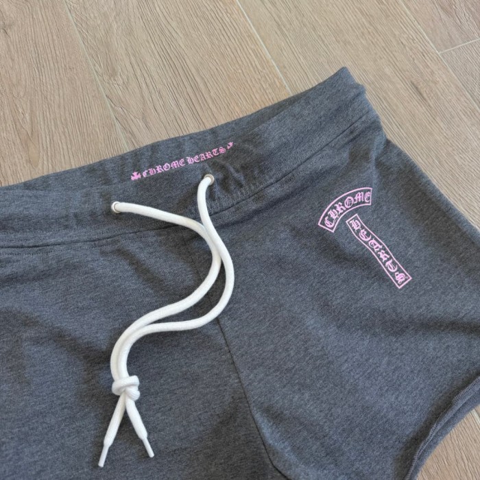 1:1 quality version American Casual Street Pink Arc Letter Graphic Drawstring Raw Edge Sweat Shorts for giarls 29392548