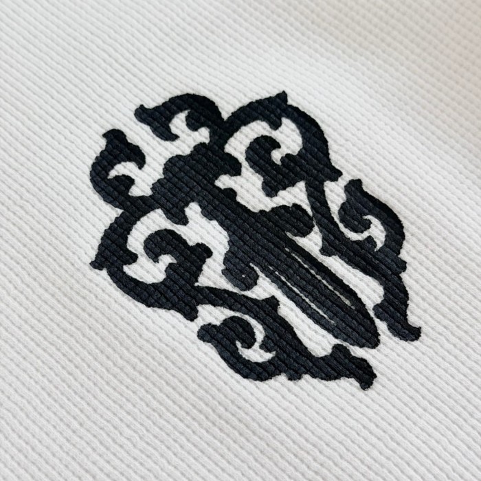 1:1 quality version White Waffle Knit Dagger Lady Gothic Letter Print Crew Neck Long Sleeve Tee 2 colors 29392334