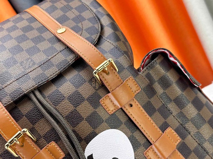 1:1 quality version Brown Chessboard Grid Print Figure Silhouette  Drawstring Flap Side Pockets Backpack 29393777