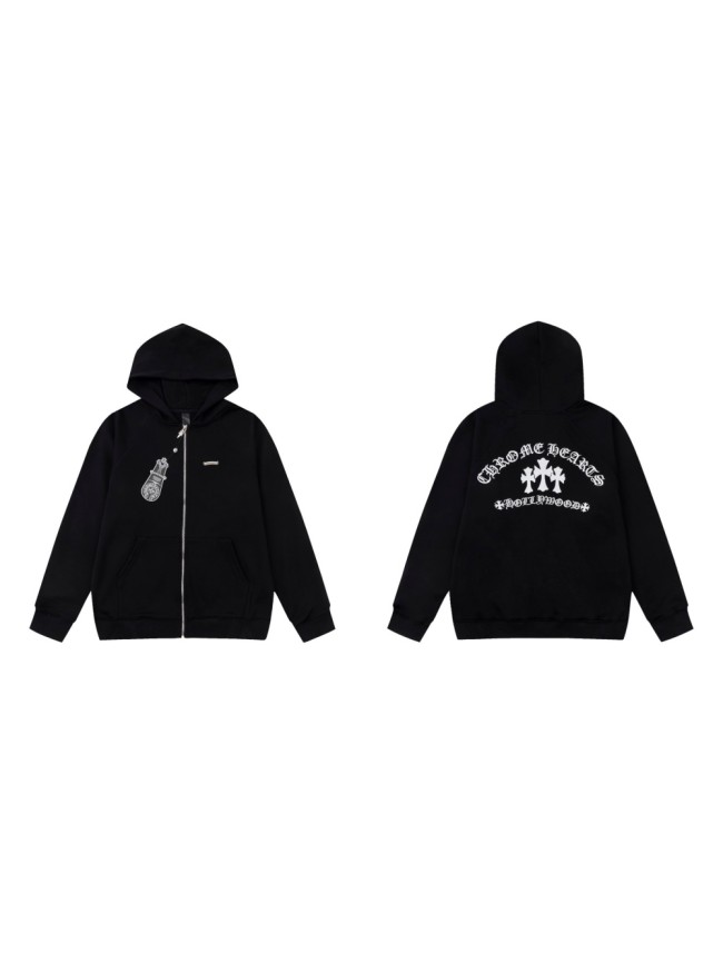 [50% Off]1:1 quality version Embroidered Hooded Cardigan Zipper Jacket 23670817