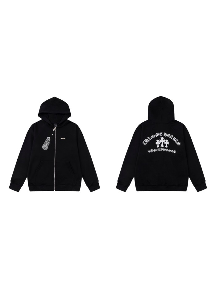 [50% Off]1:1 quality version Embroidered Hooded Cardigan Zipper Jacket 23670817