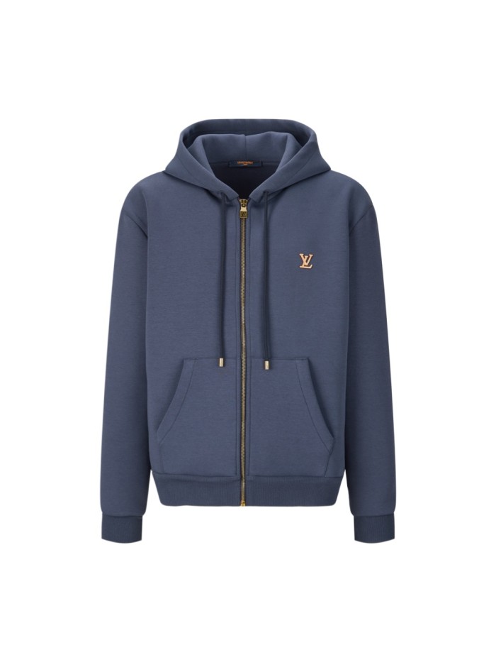 1:1 quality version Minimalist Street Front Small Embroidery Logo Back Plain Full Zip Drawstring Hoodie 29395031